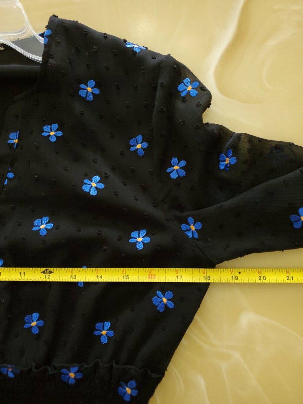 Maje Swiss Dot Floral Blue Daisy Embroidered Chiffon Dress - Picture 8 of 15